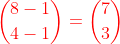 \color{red}\binom{8-1}{4-1} = \binom{7}{3}